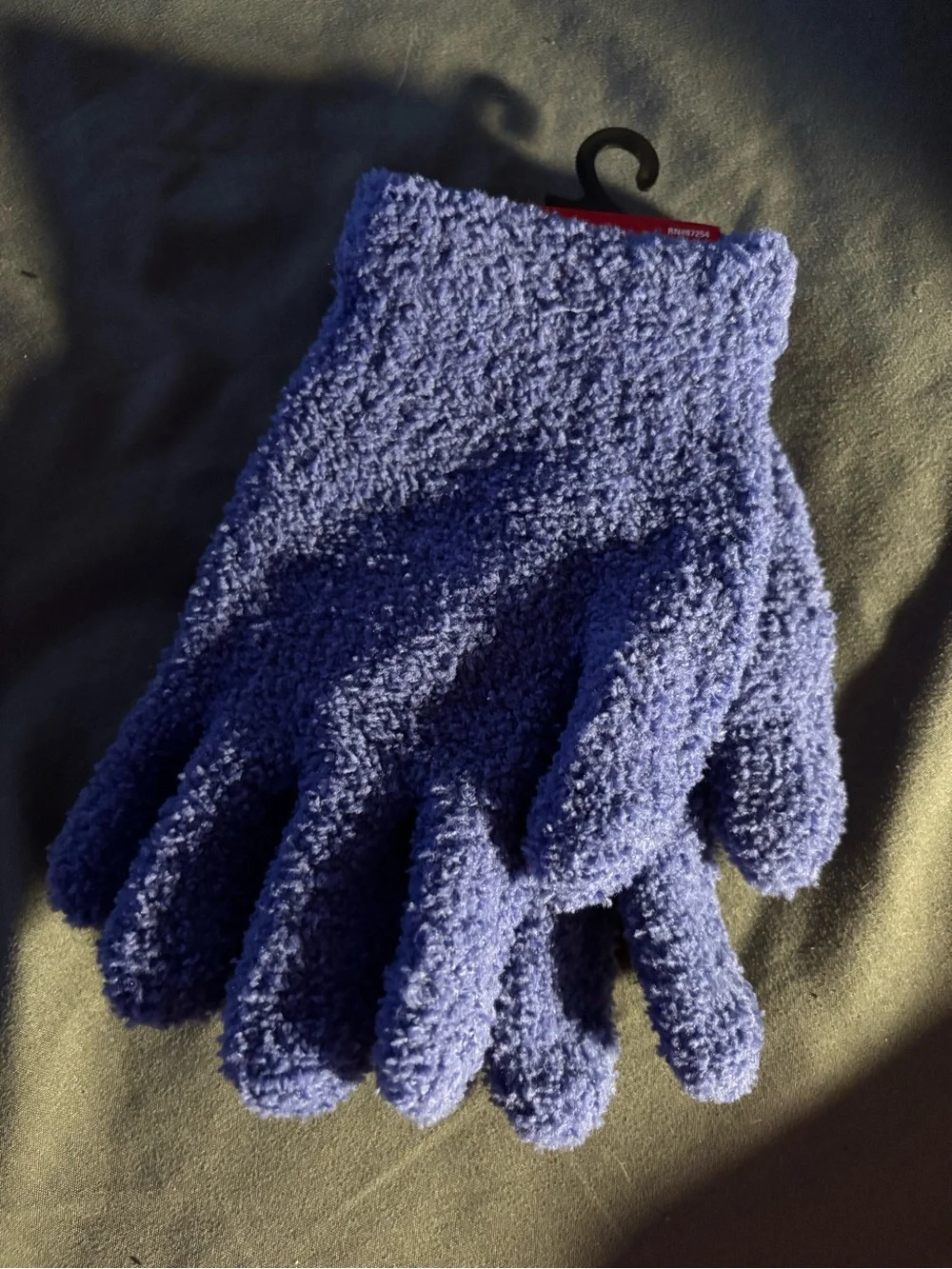 Blue Fuzzy Winter Gloves Soft Cozy One Size